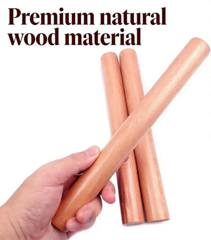 3-Pack 10-Inch Wooden Rolling Pins – Classic 1-Inch Diameter Baking Tools for Dough & Pastry