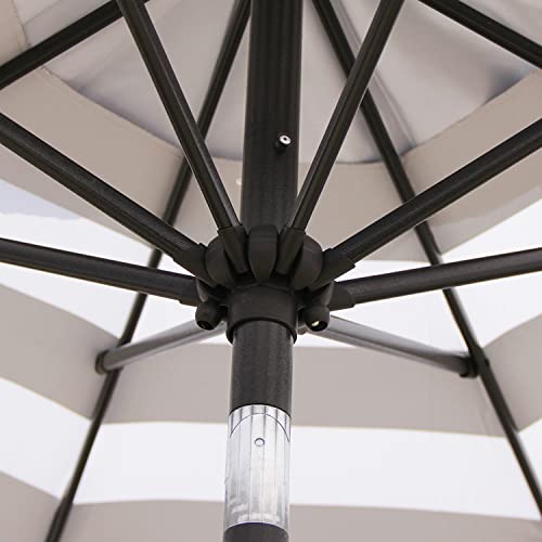 Blissun 9' Outdoor Patio Umbrella, Striped Patio Umbrella, Outdoor Table Umbrella, Market Umbrella with 8 Sturdy Ribs, Push Button Tilt and Crank (Black & White Stripe)