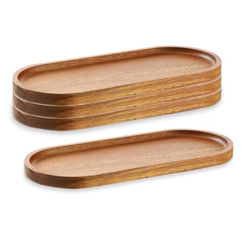Linwnil 4Pack Wood Serving Trays 11.5x4 Inch Charcuterie Boards Oval Wooden Plates Wood Serving Platter Cheese Dinner Plates Bulk for Dessert Snack Bread Fruit Appetizer Dishes