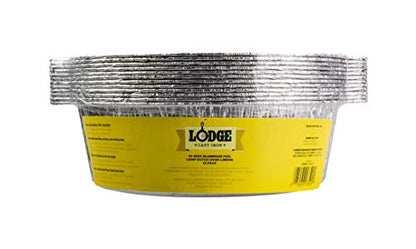 Lodge Silver 10 Inch Aluminum Foil Dutch Oven Liner - 100% Recyclable Dutch Oven Liner - Easy Camp Cooking Cleanup - 12 Pack