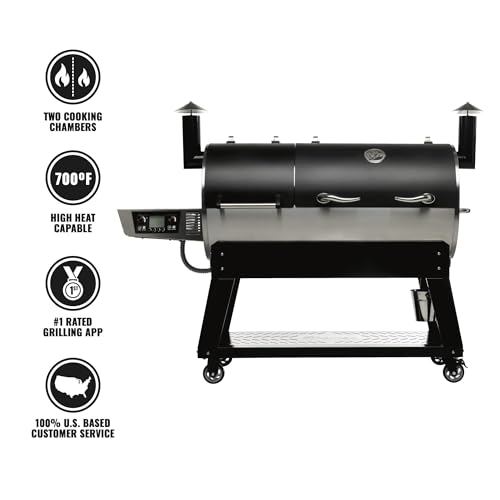 recteq DualFire 1200 Wood Pellet Smoker Grill, Wi-Fi Electric Pellet Grills, Dual Chambers for Hot and Fast + Low and Slow Cooking | DualFire 1200 + Grill Cover Bundle