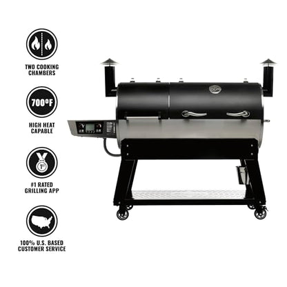 recteq DualFire 1200 Wood Pellet Smoker Grill, Wi-Fi Electric Pellet Grills, Dual Chambers for Hot and Fast + Low and Slow Cooking | DualFire 1200 + Grill Cover Bundle