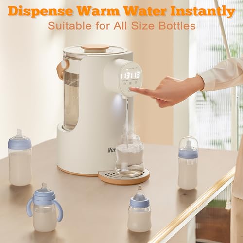 Veroline Instant Water Warmer, 2L Baby Formula Dispenser, 5 Temperature Control & 7x24H Keep Warm, Baby Bottle Warmer with Night Light, Hot Water Dispenser for All Bottles, Detachable Glass Tank