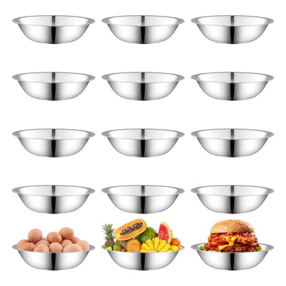 Odowalker 15 Pcs Stainless Steel Bowls Kitchen Metal Bowl with Flat 6.3 Inch Base Prep Bowls, Mixing Bowls Mirror Polish Metal Bowl Set for Meal Prep, Serving, Baking