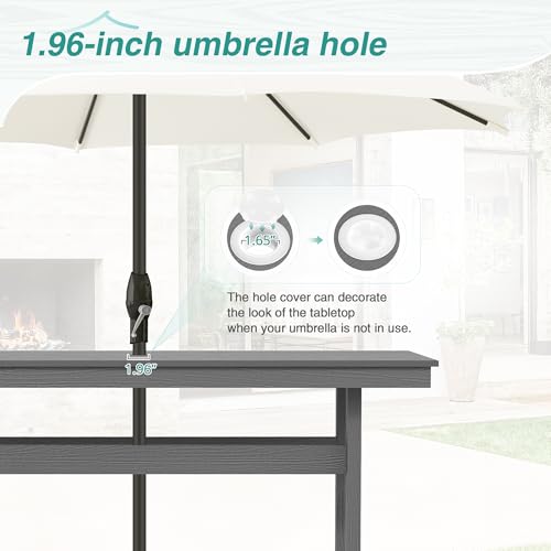 Homenjoy 7 Piece Patio Dining Set, 66" Rectangle HDPS Weather Resistant Outdoor Table & 6 Patio Chairs Set with 1.96" Umbrella Hole, Heavy Duty Chairs for Backyard Balcony Deck, Grey
