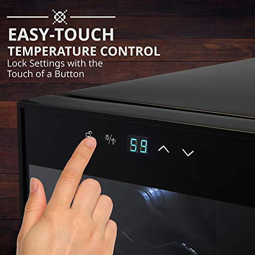Ivation 12 Bottle Compressor Wine Cooler Refrigerator w/Lock, Large Freestanding Wine Cellar Fridge, 41f-64f Digital Temperature Control Glass Door Black