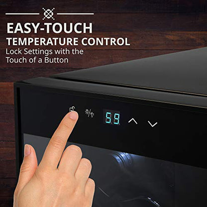 Ivation 18 Bottle Compressor Wine Cooler Refrigerator w/Lock, Large Freestanding Wine Cellar For Red, White, Champagne or Sparkling Wine, 41f-64f Digital Temperature Control Fridge Glass Door Black