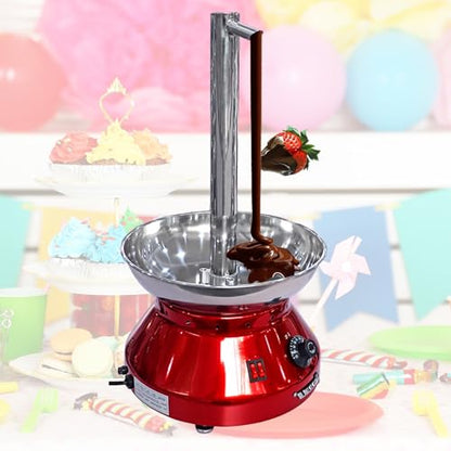 Electric Home Chocolate Fountain Machine with Detachable Parts, Stainless Steel Faucet Model Chocolate Waterfall Machine for Parties - Melts Cheese, Queso, Candy(Red)