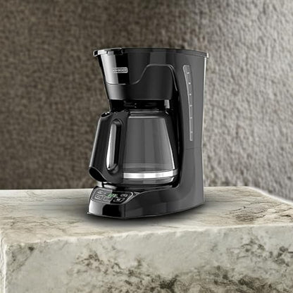 BLACK+DECKER CM1110B Programable 12-Cup Coffee Maker, Easy Pour, Non-Drip Carafe with Removable Filter Basket, Black