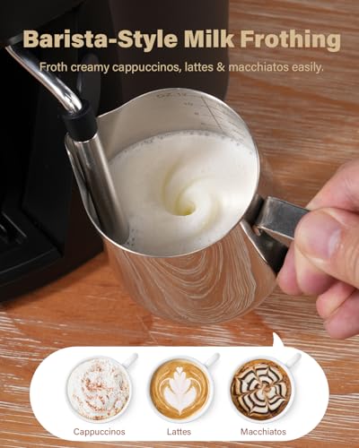 SHARDOR 3.5 Bar Espresso Machine, Compact Expresso Coffee Machines for Home, 4-Cup Espresso Maker with Milk Frother for Cappuccino & Latte, Fast Heating System, Easy-to-Use, 800W, Black