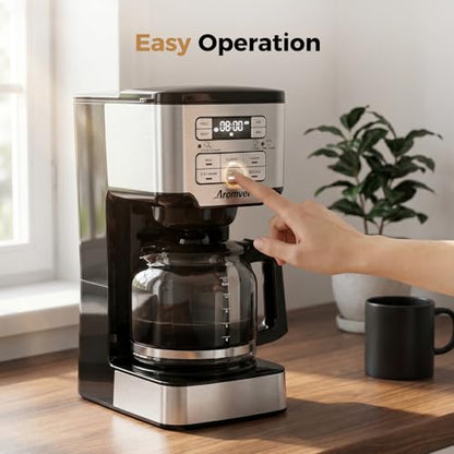 Aromvel 12-Cup Drip Coffee Maker Programmable, Adjustable Brew Strength