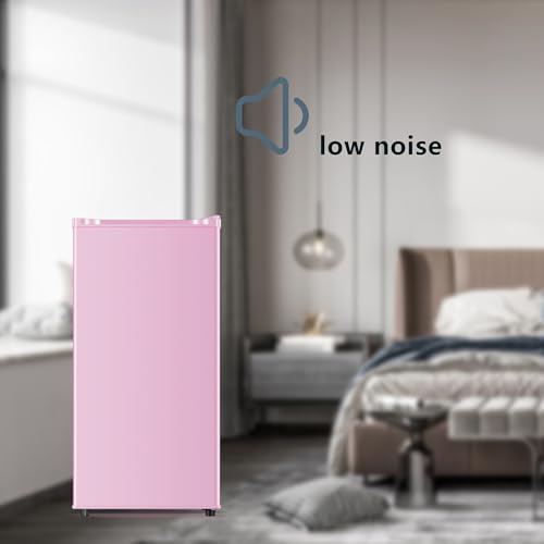 Seaoola 3.1 Cu.Ft Mini Fridge with Freezer for Dorm, Single Door, Pink