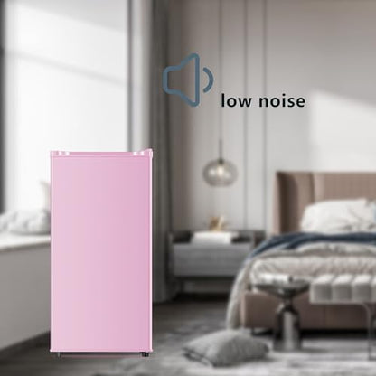 Seaoola 3.1 Cu.Ft Mini Fridge with Freezer for Dorm, Single Door, Pink