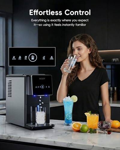 ecozy Nugget Ice Makers Countertop 40lbs Per Day, Touchless Ice Dispenser