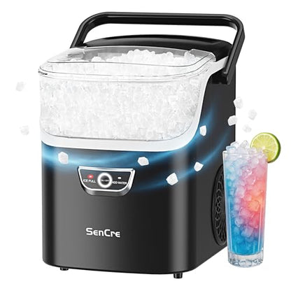 SenCre Nugget Ice Maker with Handle 40lbs/Day Countertop Ice Maker Soft Ice
