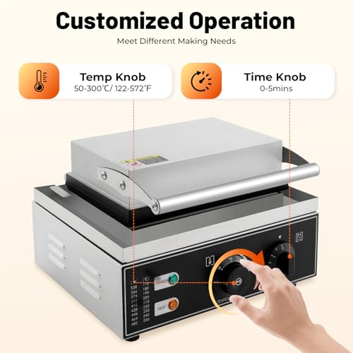 Donut Maker Machine,1550W Commercial Mini Doughnut Maker Machine with Non-Stick,Double-Sided Heating Waffle Machine Makes 12 Doughnuts in 1-5 Minutes,Temperature 122-572℉,for Restaurant,Home