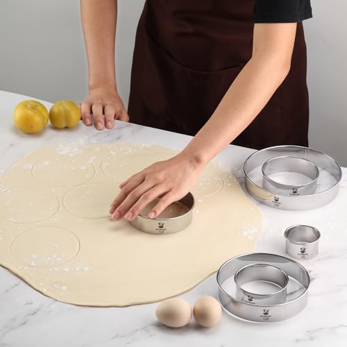 CUTENJOY 6 PCS Round Cookie Cutters (2, 3, 3.5, 4, 5, 6 Inch), Stainless Steel Biscuit Cutters For Baking, Large Circle Cookie Cutter for Baking, Pastry, Donuts, Fondant, Sandwich