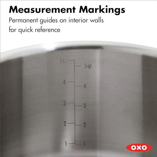 OXO 13 Piece Stainless Steel Cookware Set, Tri-Ply Multiclad Pots & Pans, PFAS-Free Ceramic Nonstick Coated Frying Pans, Induction Compatible, Dishwasher & Oven Safe, Sauce, Stock, Saute, Silver
