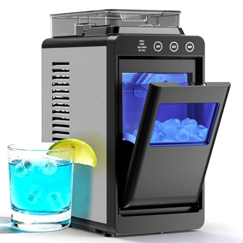 Antarctic Star Countertop Ice Maker, 26lbs/24H Ice Machine, Self-Cleaning Portable Ice Maker with 1.1lb Storage, 8 Bullet Ice in 6 Mins, Compact Ice Maker for Home/Office/Outdoor, Black