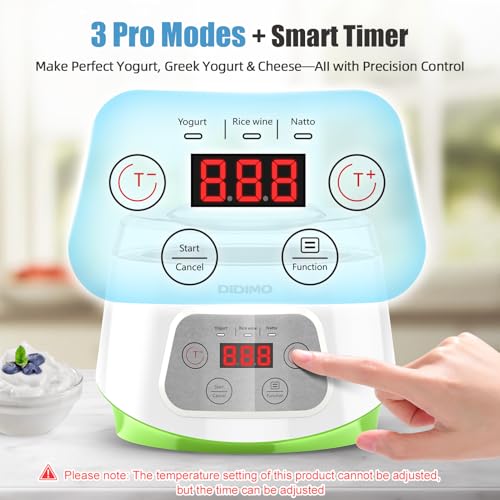 Yogurt Maker, Greek Yogurt Maker with Timer Control and Strainer, Yogurt Maker Machine with Stainless Steel Liner, Electric Portable Yogurt Maker for Yogurt, Greek Yogurt, Cheese, Natto (White)