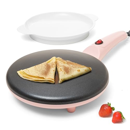 Moss & Stone Pink Electric Crepe Maker, 8" Portable Nonstick Crepe Pan