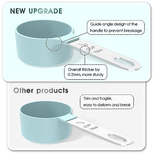 TILUCK Measuring Cups & Spoons Set, Stackable Cups and Spoons, Nesting Measure Cups with Stainless Steel Handle, Kitchen Gadgets for Cooking & Baking (Blue)