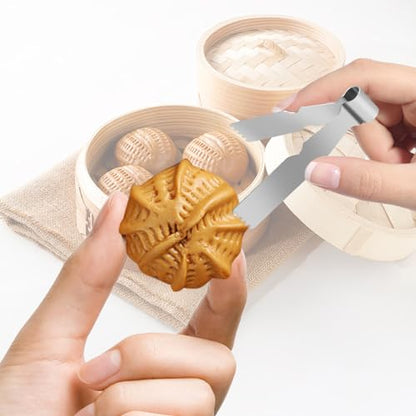 2Pcs Maamoul Tweezers Tongs, Maggash Manqat Pastry Tools Cookie Maker Dough Scraper Press, Stainless Steel Pastry Tongs Baking Crimper Tool for Decorating and Sealing Cookies, Shakarbura, Pie Crusts