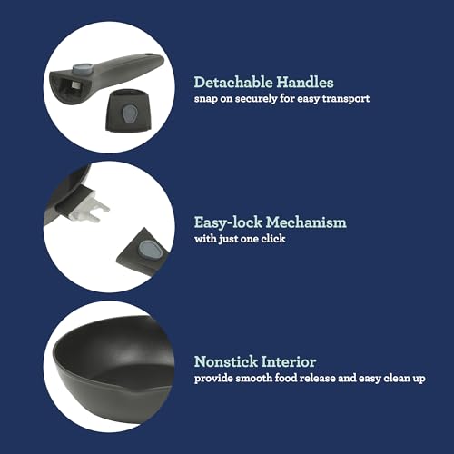 Oster SmartHandle Advance 13-Piece Nonstick Cookware Set – Matte Black Finish, Induction Base, Detachable Handles, Forged Aluminum, Oven & Dishwasher Safe, With Utensils & Pan Protectors