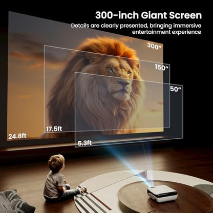 HAPPRUN Native 1080P Projector, Bluetooth Home Theater Movie Projector with Built-in Speaker, Compatible with Smartphone, HDMI, Fire Stick, PS5, Indoor & Outdoor Use -With Google TV System