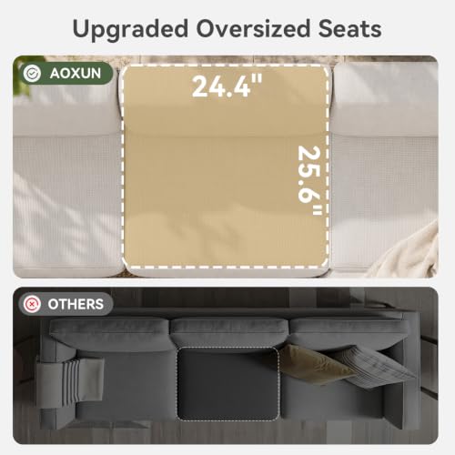 Aoxun Patio Furniture Set with 10'' Thick Cushions (9 Piece, Gray/Beige)
