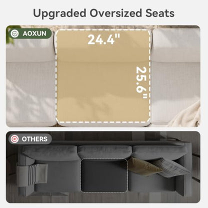 Aoxun Patio Furniture Set with 10'' Thick Cushions (9 Piece, Gray/Beige)