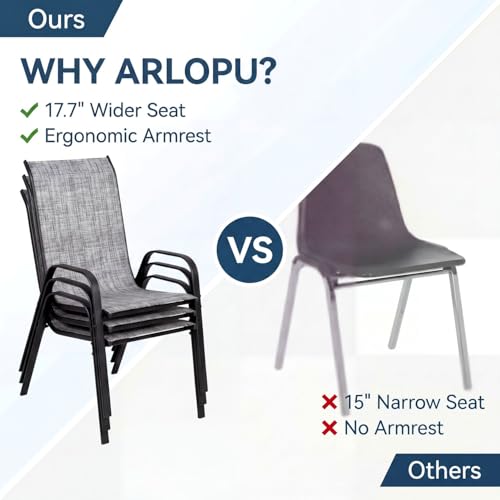 Arlopu 5 Pieces Outdoor Patio Dining Set, Glass Table and Textilene Chair