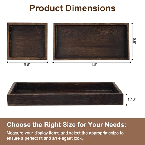 Klunk Wooden Trays Set of 3 - Rustic Farmhouse Decorative Nesting Trays for Coffee Table, Bathroom Vanity, Candles & Perfume, Multi-Purpose Wood Serving Trays for Home