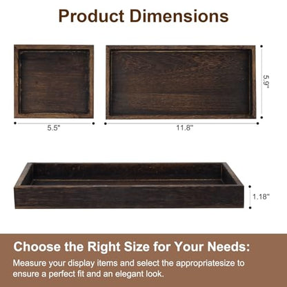 Klunk Wooden Trays Set of 3 - Rustic Farmhouse Decorative Nesting Trays for Coffee Table, Bathroom Vanity, Candles & Perfume, Multi-Purpose Wood Serving Trays for Home