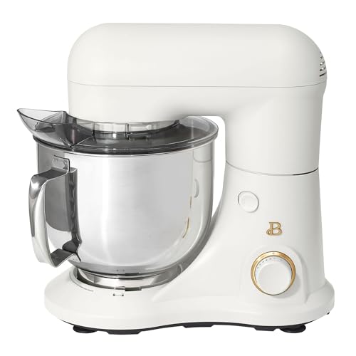 IT'S BRAZILIAN Beautiful 5.3 Qt Stand Mixer, White Icing with Flat Beater, Dough Hook, Balloon Whisk