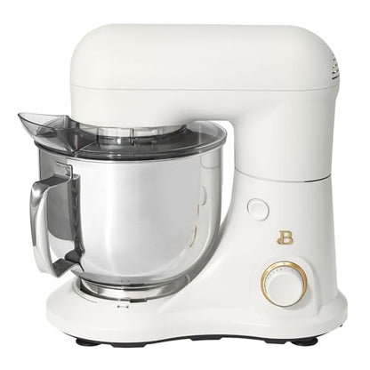 IT'S BRAZILIAN Beautiful 5.3 Qt Stand Mixer, White Icing with Flat Beater, Dough Hook, Balloon Whisk
