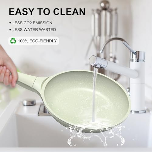 Xuanying 8 Inch Non Stick Frying Pan with Lid - Omelette & Egg Pan Skillet | PFOA/PFAS Free Healthy Cookware | All Stovetop & Dishwasher Safe | Heat Resistant Handle | Eco-Friendly