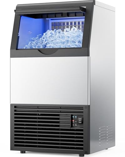 Mojgar Commercial Ice Maker Machine, 120lbs/24H,33lbs Ice Bin,ETL-Certified