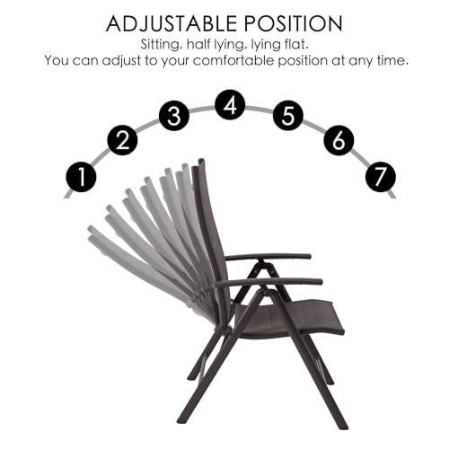 Kozyard 2-Piece Outdoor Patio Dining Chairs, Folding Reclining Patio Chairs