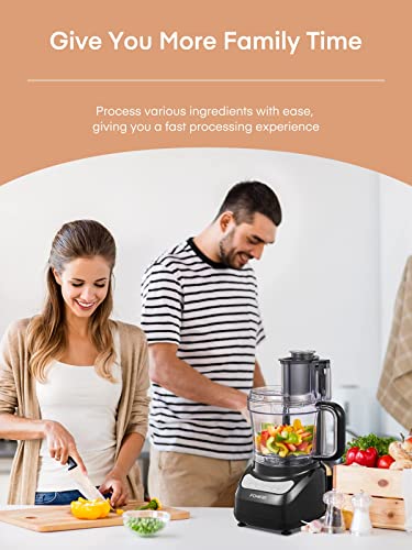 FOHERE Food Processor, 12 Cup, 2-in-1 Feed Chute Procesador de Alimentos Electrico, 500W, BPA Free, Stainless Steel, Procesador de Alimentos for Mincing, Dicing, Shredding, Puree & Kneading Dough
