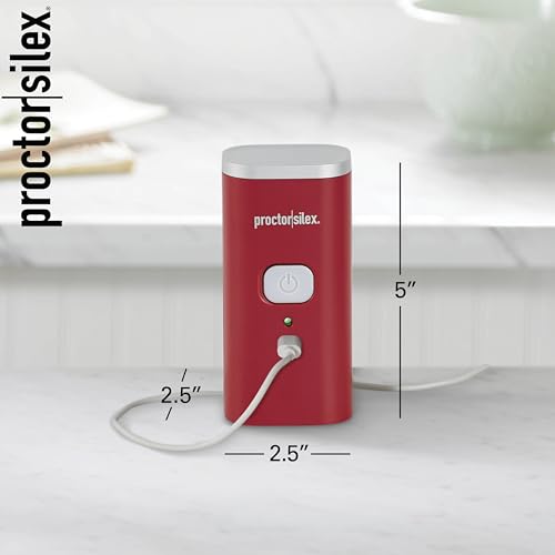 Proctor Silex Automatic Electric Can Opener, Hands Free Cordless Operation & USB Rechargeable, Self-Aligning, Cut Smooth Touch Lid Edges, Compact and Easy to Store, Red