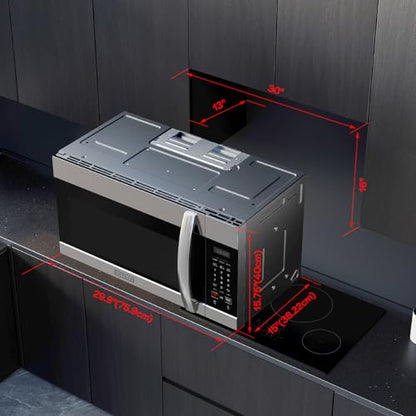 Empava Over the Range Microwave Oven with Screen Touch Control, 1000 Watts, 300 CFM Venting and Sensor Cooking in Stainless Steel, EMPV-30OTR01, Silver