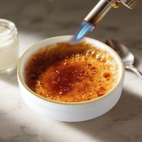 Cinf 6oz Ceramic Ramekins Set of 4 Oven Safe Shallow Pudding Cups for Creme Brulee, Soufflé, and Desserts