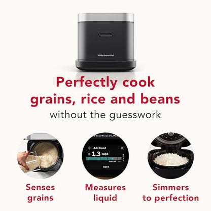 KitchenAid Compact 8 Cup Grain and Rice Cooker, Integrated Scale, KGC2154BM