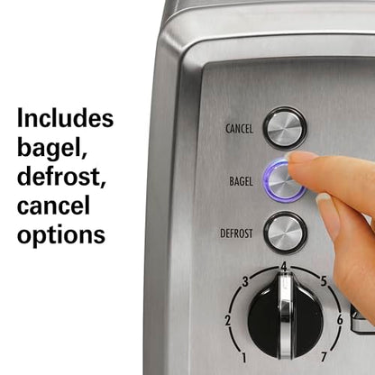 Hamilton Beach 2 Slice Toaster with Extra-Wide Slots, Bagel Setting, Toast Boost, Slide-Out Crumb Tray, Auto-Shutoff & Cancel Button, Defrost Function, Stainless Steel (22794)