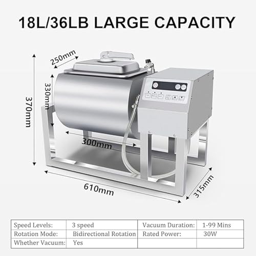 KJZQLMZ Vacuum Tumbler Marinator Meat Tumbler Marinating Machine with Bidirectional Rotation 3-Speed Control, for Chicken Steak Burger Shop