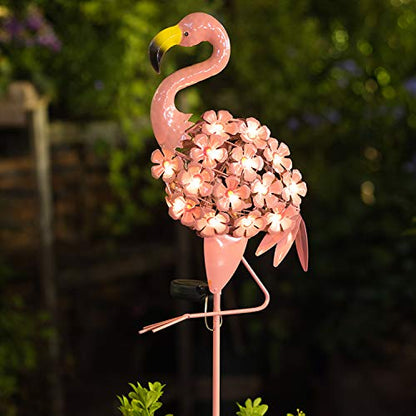 Homeimpro Garden Solar Lights Flamingo Yard Decor Gifts for Women Outdoor Decorations Stake Lights, Waterproof Warm White 27 LED for Lawn,Patio, Courtyard, for Mom Grandma