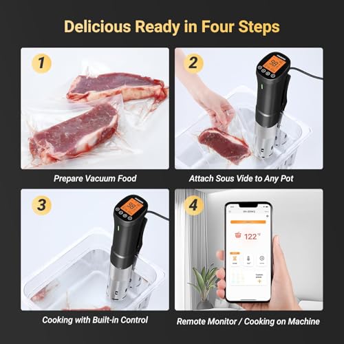 INKBIRD 2.4G Wifi Sous Vide Cooker ISV-200W, 1000W Sous Vide Machine, Remote Control Immersion Circulator with APP Recipes Timer Alarm Mobile Notification 3D Water Heating Ultra-Quiet