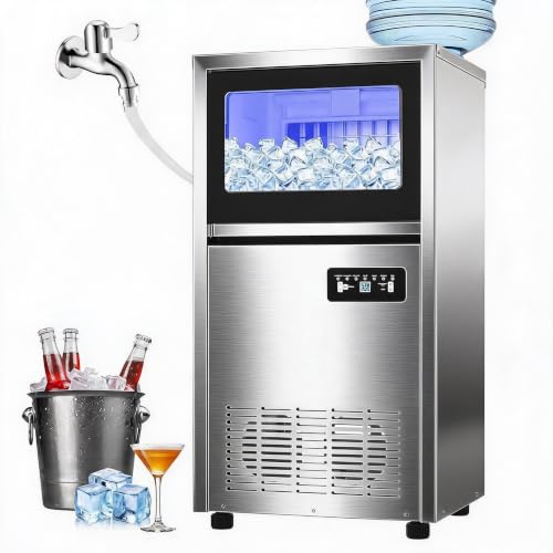 Garvee Commercial Ice Maker Machine 120lbs/24h, Dual Water Inlet Mode