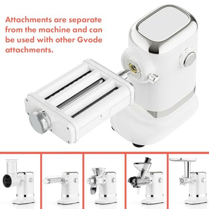 GVODE Electric Pasta Maker - 3-in-1 Pasta Sheet Roller & Cutter Set 700W Max Motor, includes Fettuccine & Spaghetti Maker with Cleaning Brush, White